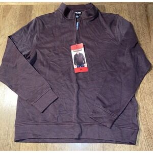 Kirkland Signature Men's 1/4-Zip Long Sleeve Stretch Pullover Burgundy Medium